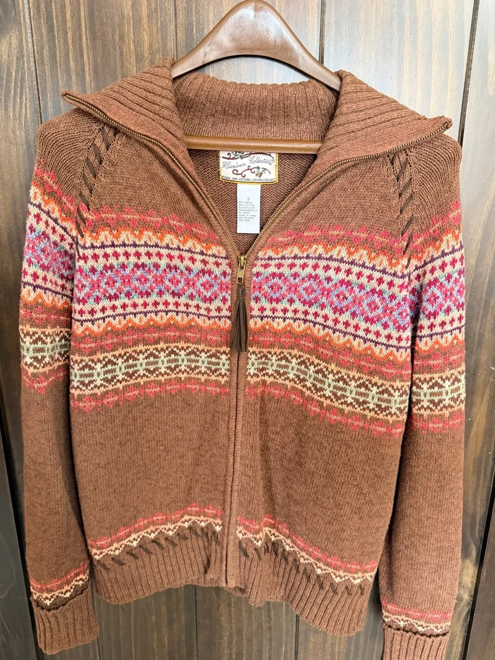 VTG 2001 Heirloom Collectibles Sweater Fair Isle Cardigan Full Zip Womens Small - Picture 6 of 8